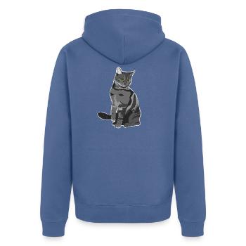 Graue Katze - Unisex Premium Bio Zip Hoodie - Taubenblau - Hinten - Nico (187cm)