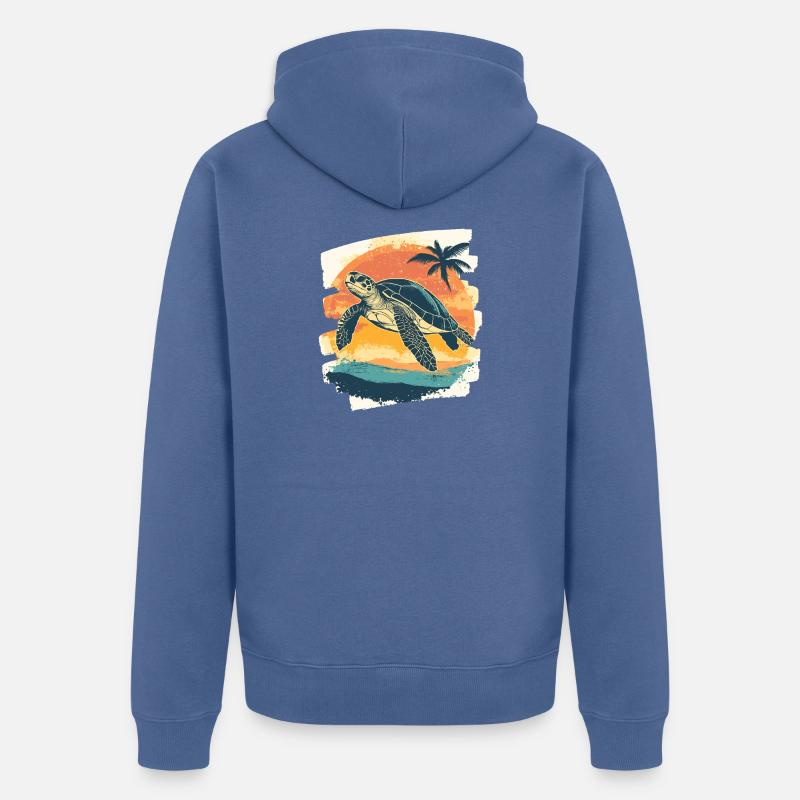 Tortue de mer rétro - Veste à capuche bio Premium Unisexe - bleu pigeon