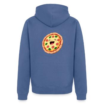 happy pizza - Unisex Premium Organic Zip Hoodie - stone blue - Back - Nico (187cm)