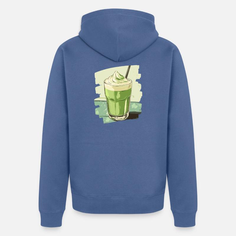 Matcha Latte Lover Thé vert - Veste à capuche bio Premium Unisexe - bleu pigeon