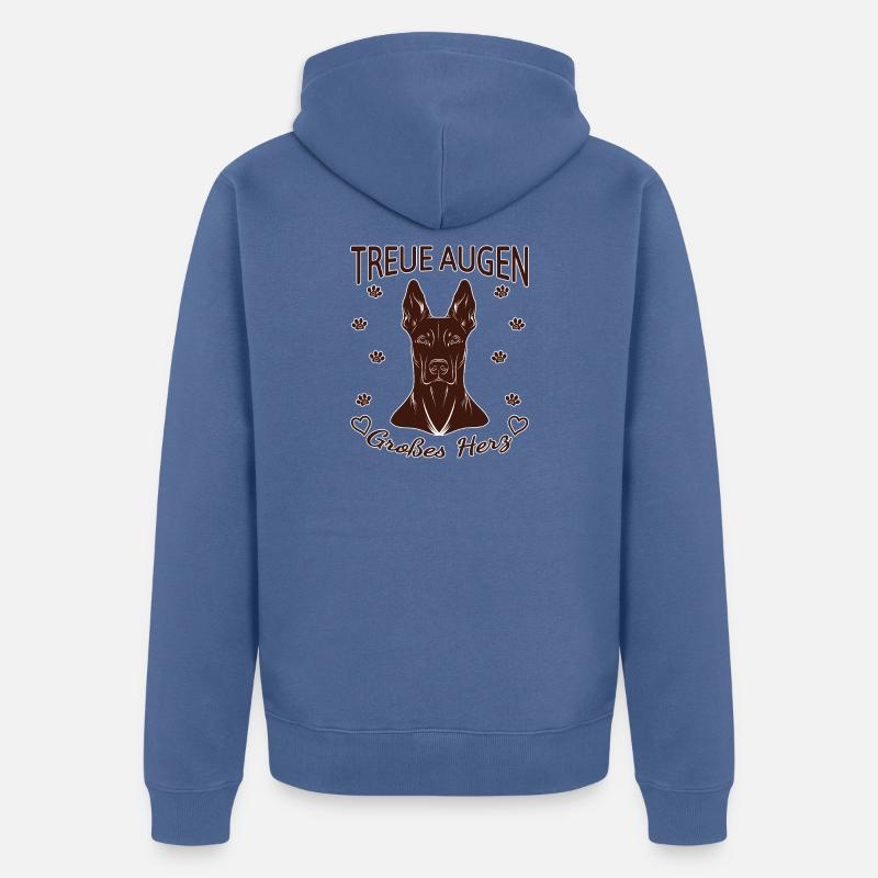 Dobermann Design – Herz & Treue Rust - Unisex Premium Bio Zip Hoodie - Taubenblau