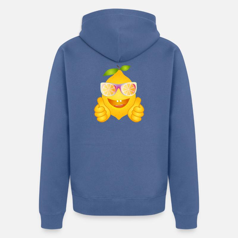 Coole Zitrone mit Sonnenbrille – Comicfrucht - Unisex Premium Bio Zip Hoodie - Taubenblau