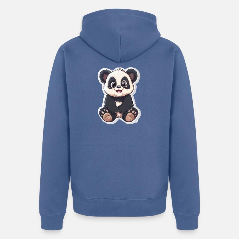 Ours panda mignon - Veste à capuche bio Premium Unisexe - bleu pigeon