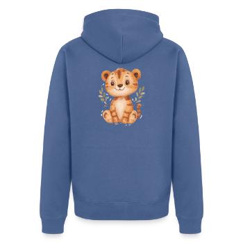 Süsser Tiger – Lustige Geschenkidee für Kinder - Unisex Premium Bio Zip Hoodie - Taubenblau - Hinten - Nico (187cm)
