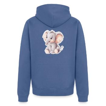 Elefant - Unisex Premium Bio Zip Hoodie - Taubenblau - Hinten - Nico (187cm)
