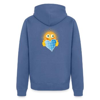Radiant sun with a heart made of solar cells - Unisex Premium Organic Zip Hoodie - stone blue - Back - Nico (187cm)
