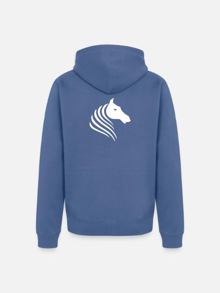 Minimalistischer Pferdekopf Silhouette Portrait - Unisex Premium Bio Zip Hoodie - Taubenblau