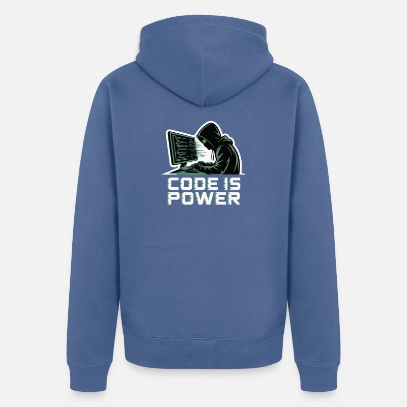 Cyber Hacker Code Unendliches Design - Unisex Premium Bio Zip Hoodie - Taubenblau