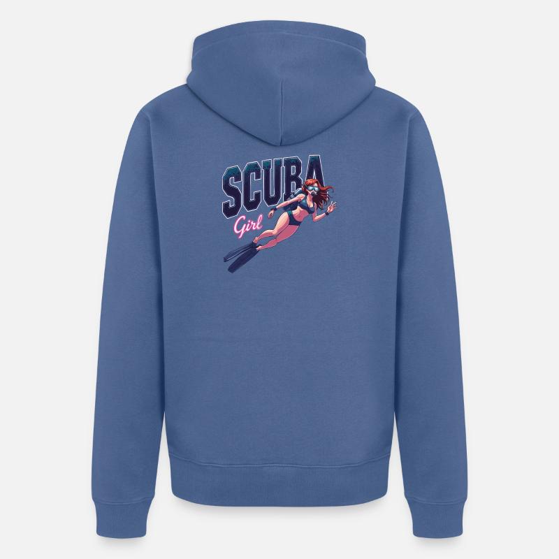 Conception de fille de plongée - Veste à capuche bio Premium Unisexe - bleu pigeon