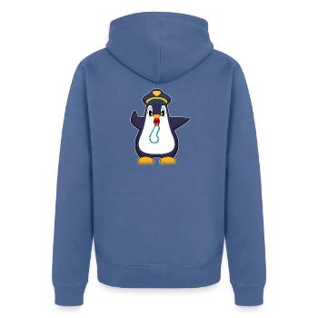 Pinguin Polizist Trillerpfeife Polizei - Unisex Premium Bio Zip Hoodie - Taubenblau - Hinten - Nico (187cm)