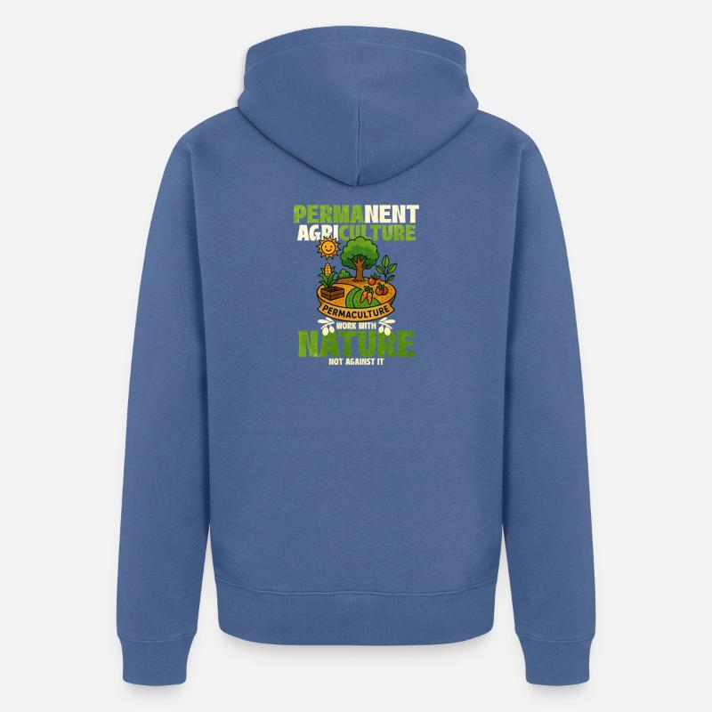 Conception de la nature en permaculture - Veste à capuche bio Premium Unisexe - bleu pigeon