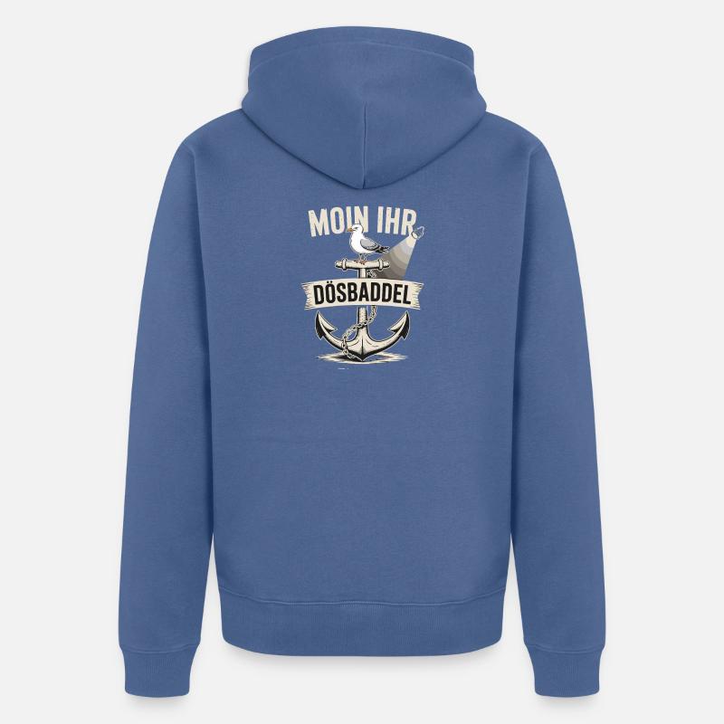  Moin Ihr Dösbaddel Maritimer Spruch Möwe Anker - Unisex Premium Bio Zip Hoodie - Taubenblau