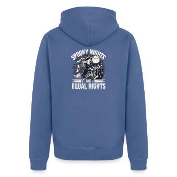 Spooky Nights and Same Right Witch - Unisex Premium Organic Zip Hoodie - stone blue - Back - Nico (187cm)