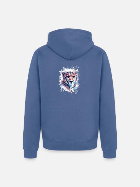 Leopard Splatter Aquarell - Unisex Premium Bio Zip Hoodie - Taubenblau