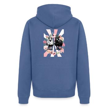 Retro Frühling Schafe Ostern Kinder - Unisex Premium Bio Zip Hoodie - Taubenblau - Hinten - Nico (187cm)