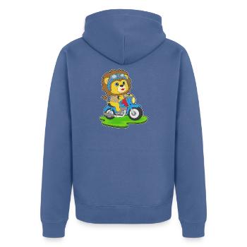Moto Lion - Veste à capuche bio Premium Unisexe - bleu pigeon - Dos - Nico (187cm)