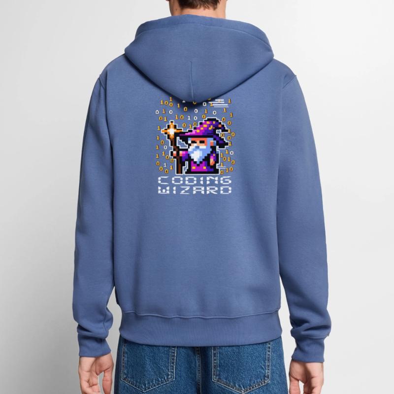 Wizard Pixel Code Unisex Premium Organic Zip Hoodie