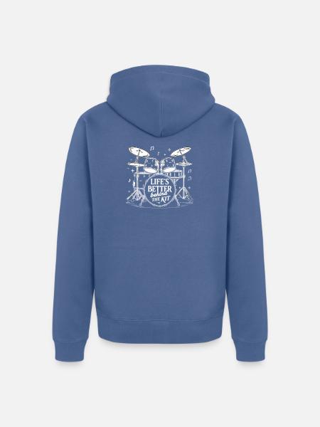  Life's Better Behind The Kit Drummer Schlagzeug - Unisex Premium Bio Zip Hoodie - Taubenblau