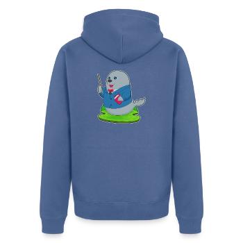 Seal Teacher Book School - Unisex Premium Organic Zip Hoodie - stone blue - Back - Nico (187cm)