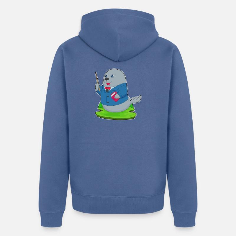 École de lecture Seal Teacher - Veste à capuche bio Premium Unisexe - bleu pigeon