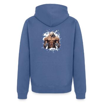 Eagle Muscles Musculation Bête - Veste à capuche bio Premium Unisexe - bleu pigeon - Dos - Nico (187cm)