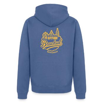 Bruchsal Kraichgau Illustration Design - Unisex Premium Bio Zip Hoodie - Taubenblau - Hinten - Nico (187cm)