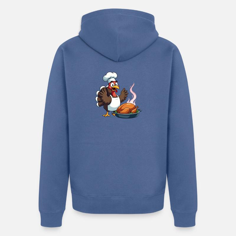 Cuisinier de dinde de Thanksgiving - Veste à capuche bio Premium Unisexe - bleu pigeon