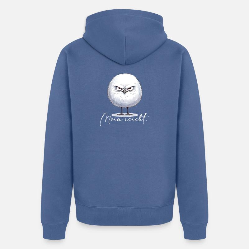 Moin reicht - grimmige runde Möwe - Unisex Premium Bio Zip Hoodie - Taubenblau