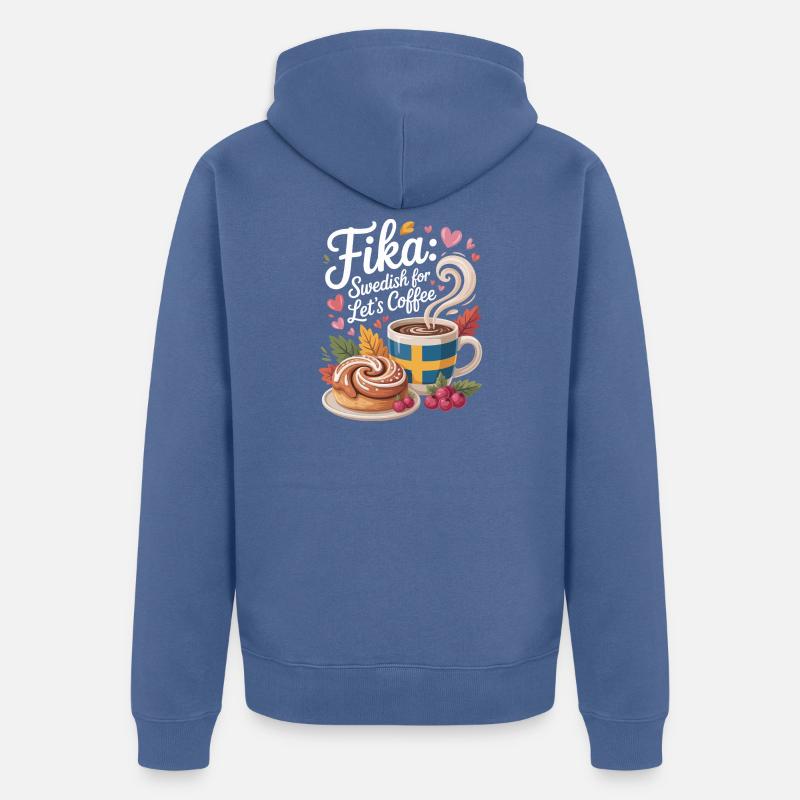 Fika - Veste à capuche bio Premium Unisexe - bleu pigeon