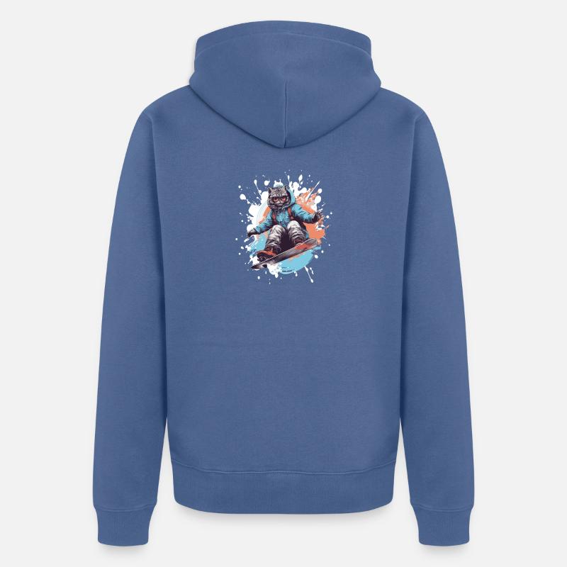 Planche à neige pour chat - Veste à capuche bio Premium Unisexe - bleu pigeon