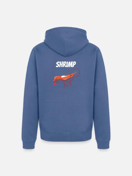 Fette Garnelenillustration mit SHRIMP Text Garnelen - Unisex Premium Bio Zip Hoodie - Taubenblau