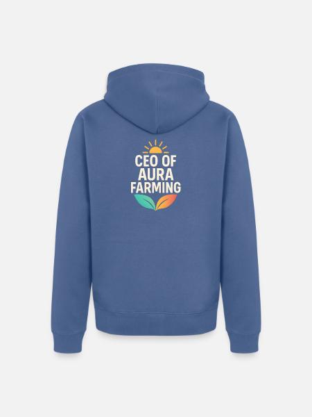 Aura Farming CEO Brand Lustiger Spruch - Unisex Premium Bio Zip Hoodie - Taubenblau