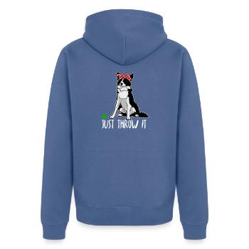 Il suffit de le lancer border collie chien mamans et papas - Veste à capuche bio Premium Unisexe - bleu pigeon - Dos - Nico (187cm)