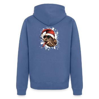 Schnecke Weihnachten Lustig - Unisex Premium Bio Zip Hoodie - Taubenblau - Hinten - Nico (187cm)