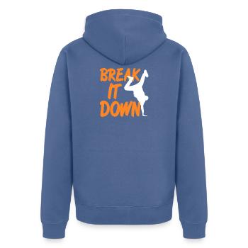 Décomposer Rythme Mouvement Danse Puissance - Veste à capuche bio Premium Unisexe - bleu pigeon - Dos - Nico (187cm)