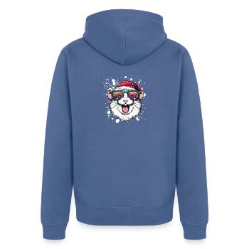 Hamster Weihnachten Lustig - Unisex Premium Bio Zip Hoodie - Taubenblau - Hinten - Nico (187cm)