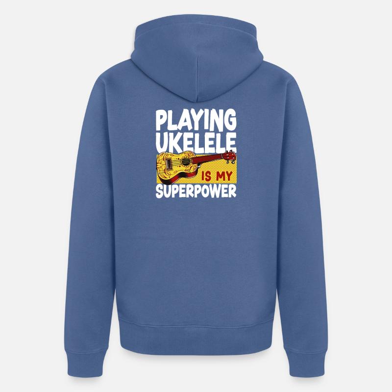 Jeu du ukulélé hawaïen - Veste à capuche bio Premium Unisexe - bleu pigeon