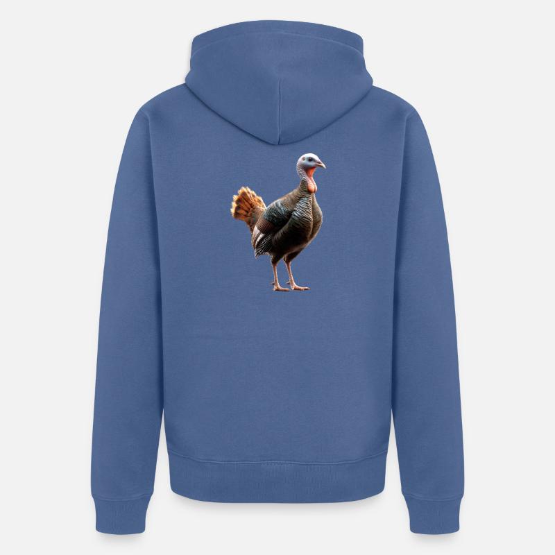 Dinde Poules Oiseaux Dinde - Veste à capuche bio Premium Unisexe - bleu pigeon