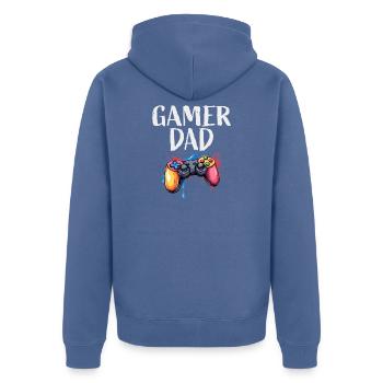 Gamer Dad Controller Splash - Unisex Premium Organic Zip Hoodie - stone blue - Back - Nico (187cm)