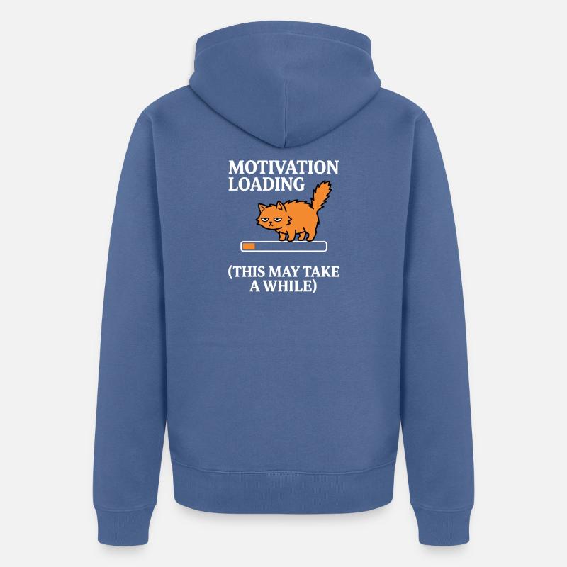 Motivation Loading Müde Katze mit Ladebalken - Unisex Premium Bio Zip Hoodie - Taubenblau