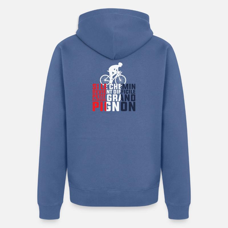 Wenn der Weg schwierig wird – Radfahrer-Geschenk - Unisex Premium Bio Zip Hoodie - Taubenblau