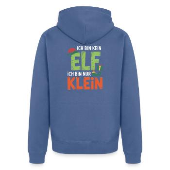 Ich bin kein Elf ich bin nur klein - Unisex Premium Bio Zip Hoodie - Taubenblau - Hinten - Nico (187cm)