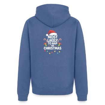 Le plus susceptible de faire une sieste à Noël - Veste à capuche bio Premium Unisexe - bleu pigeon - Dos - Nico (187cm)