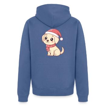 Baby Dog Niedliches Weihnachten im Weihnachtsmann - Unisex Premium Bio Zip Hoodie - Taubenblau - Hinten - Nico (187cm)