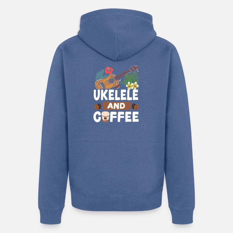 Ukulélé hawaïen ukélé café - Veste à capuche bio Premium Unisexe - bleu pigeon
