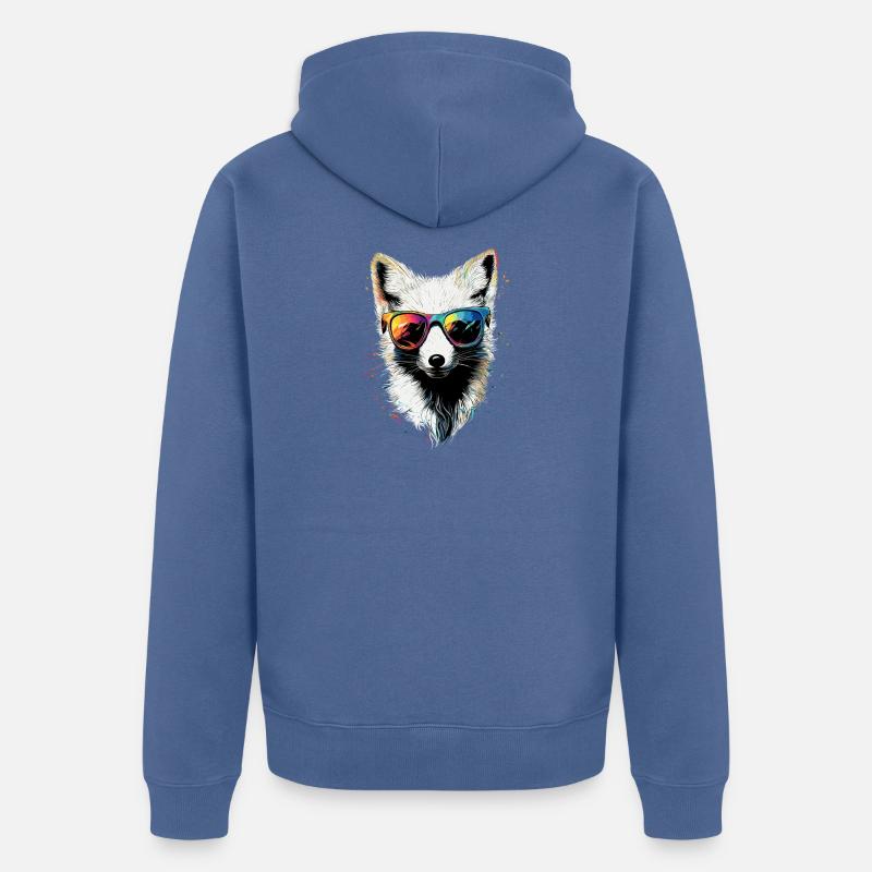 Polarfuchs Schneefuchs Eisfuchs Süßer Weißer Fuchs - Unisex Premium Bio Zip Hoodie - Taubenblau