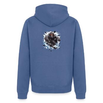 Gorilla Snowboard - Unisex Premium Organic Zip Hoodie - stone blue - Back - Nico (187cm)
