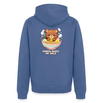 Ramen makes me smile - Unisex Premium Organic Zip Hoodie - stone blue - Back - Nico (187cm)