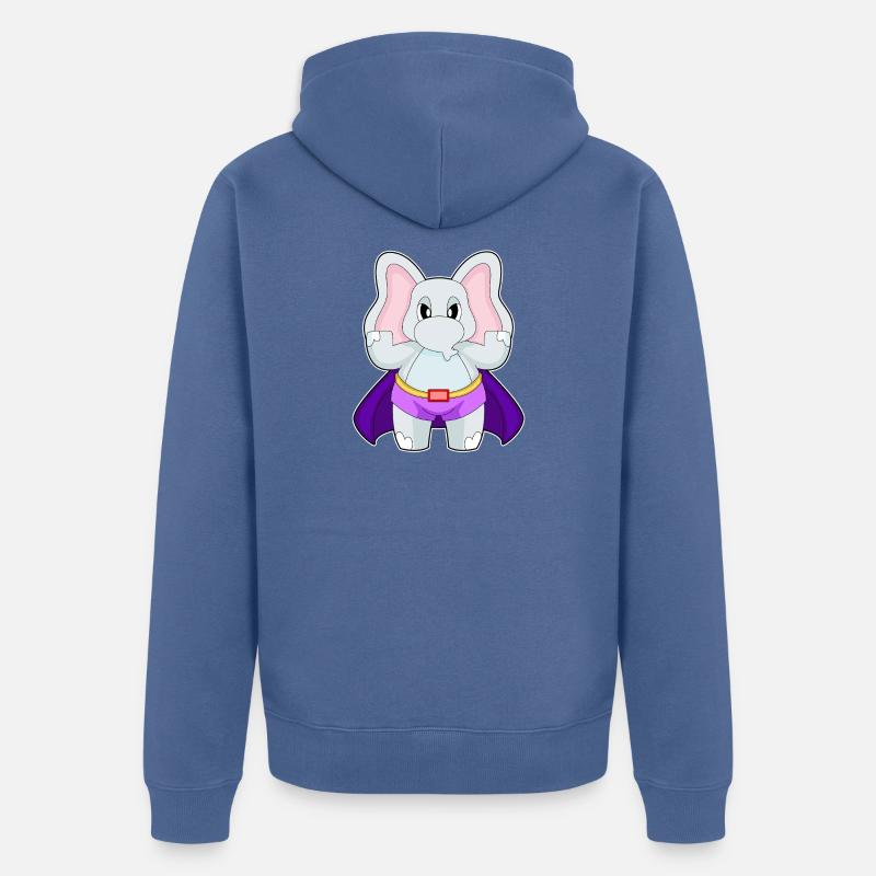 Cape de super-héros éléphant - Veste à capuche bio Premium Unisexe - bleu pigeon