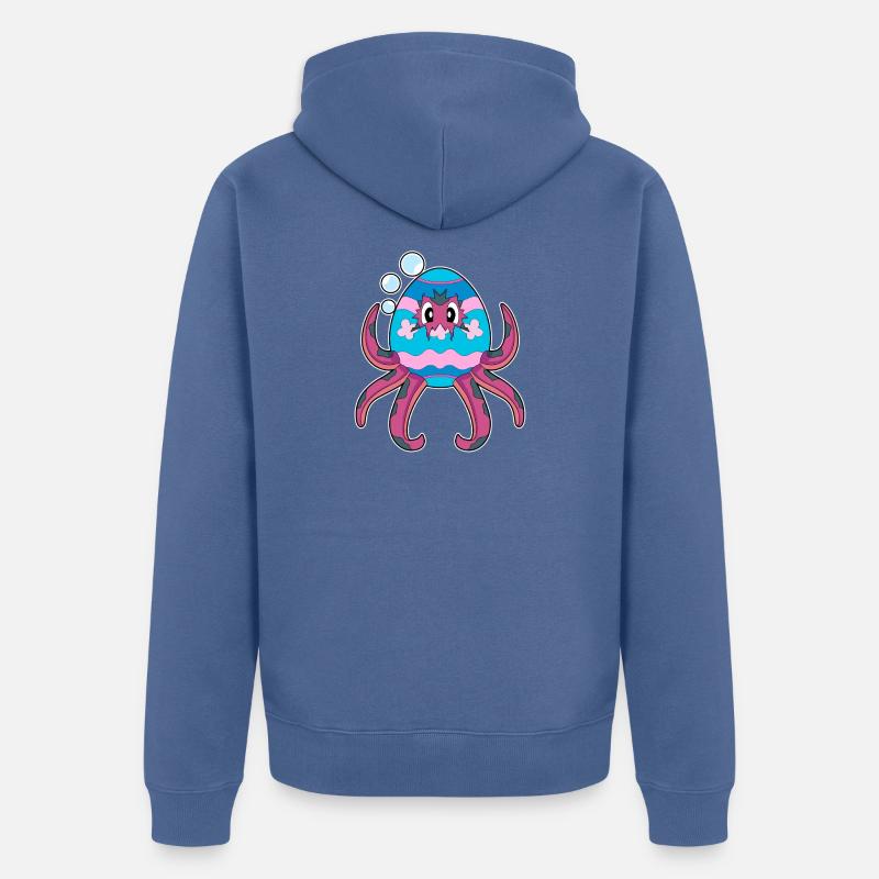 Œuf de Pâques pieuvre - Veste à capuche bio Premium Unisexe - bleu pigeon